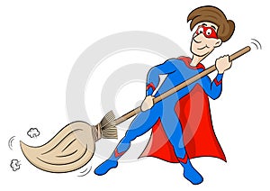 Cartoon hero who sweeps