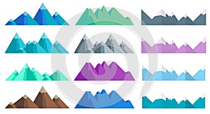Cartoon hills and mountains set, isolated landscape elements