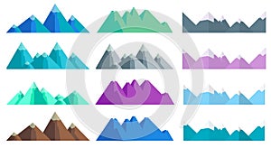 Cartoon hills and mountains set, vector isolated landscape elements