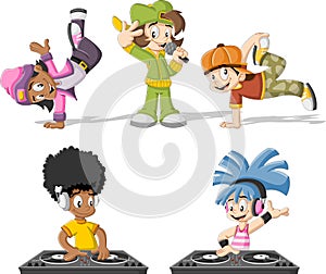 Cartoon hip hop dancers