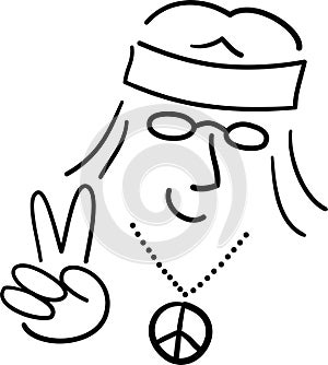 Cartoon Hippie Peace Dude/ai photo