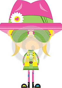 Cartoon Hippie in Shades and Hat