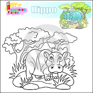 cartoon hippo coloring book