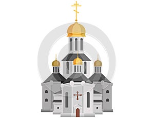 Cartoon holy church of christian religion with cross on top