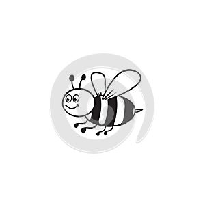 Cartoon Honey Bee icon on white background