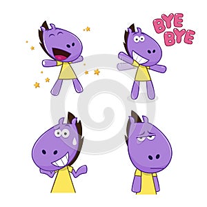 Cartoon horse in actions. Animal emotions.