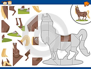 Cartoon horse jigsaw puzzle task