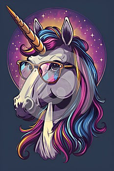 Cartoon horse with purple mane, wearing glasses, and a liver snout