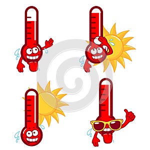 Cartoon hot thermometers. Vector illustration photo