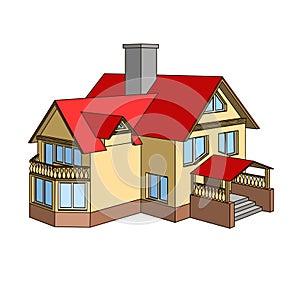 Cartoon house with a gable roof