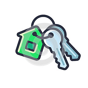 Cartoon house keys icon