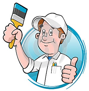 Cartoon house painter logo