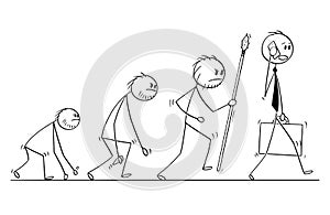 Cartoon of Human Businessman Evolution Process Progress