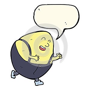 cartoon humpty dumpty egg character with speech bubble