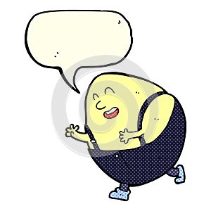 cartoon humpty dumpty egg character with speech bubble