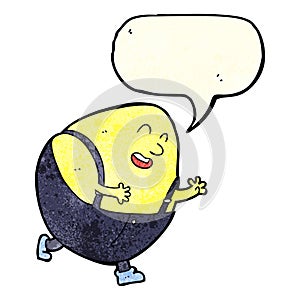 cartoon humpty dumpty egg character with speech bubble