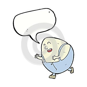 cartoon humpty dumpty egg character with speech bubble