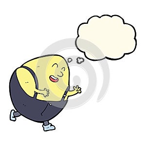 cartoon humpty dumpty egg character with thought bubble