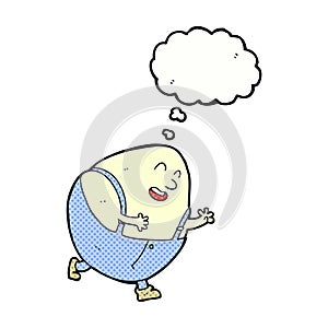 cartoon humpty dumpty egg character with thought bubble