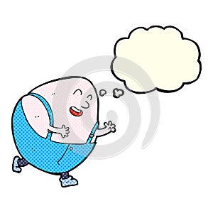 cartoon humpty dumpty egg character with thought bubble