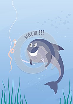 Cartoon Hungry Shark