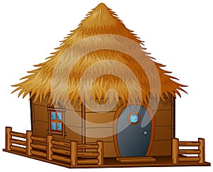 Cartoon hut on a white background photo
