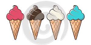 Cartoon ice cream clip art design with cute vector png illustration