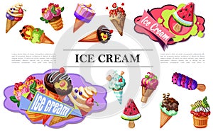 Cartoon Ice Cream Composition