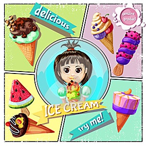 Cartoon Ice Cream Concept