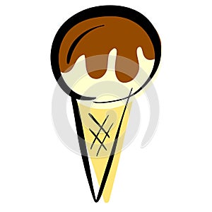 Cartoon Ice Cream In a Cone Vector Illustration