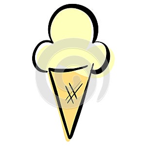 Cartoon Ice Cream In a Cone Vector Illustration