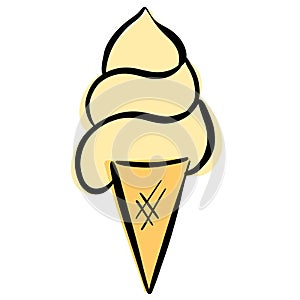 Cartoon Ice Cream In a Cone Vector Illustration