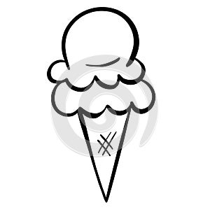 Cartoon Ice Cream In a Cone Vector Illustration