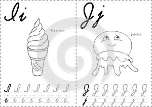 Cartoon ice cream and jellyfish.