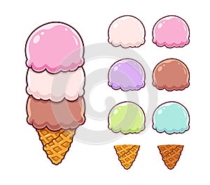 Cartoon ice cream set