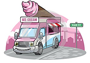 Cartoon ice cream van illustration