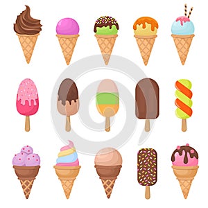 Cartoon ice cream vector set