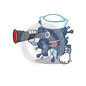 A cartoon icon of bacteria neisseria Sailor with binocular