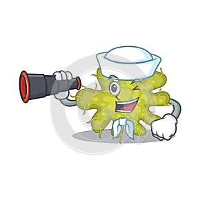 A cartoon icon of bacterium Sailor with binocular