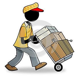 Cartoon icon of people at work - delivery man