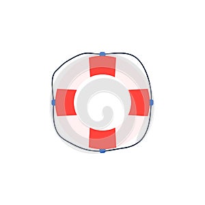 Cartoon icon of rescue lifebuoy ring, flat vector illustration isolated on white.