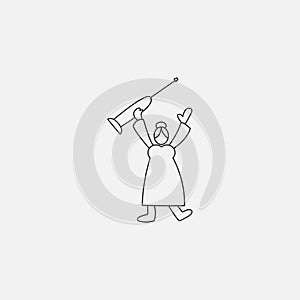 Cartoon icon of sketch stick figure old woman