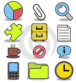 Cartoon Icons Set - Office Applications 01
