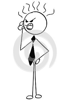 Cartoon Illustration of Angry Business Man Yelling