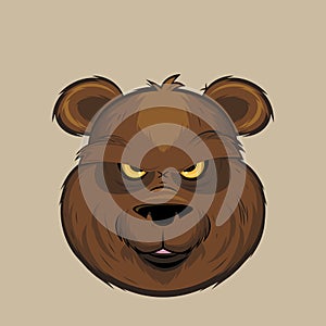 Cartoon illustration of an angry grizzly bear head