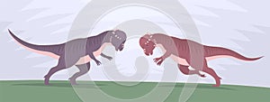 Cartoon illustration battle of two strong pachycephalosaurs