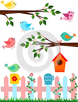 Cartoon illustration of birds