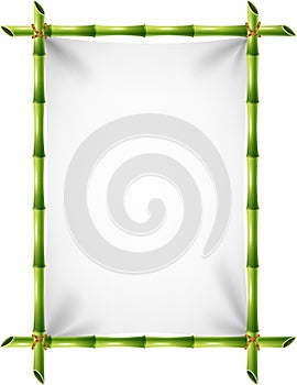 Cartoon illustration of blank sign with bamboo frame