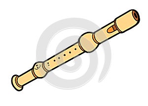 Cartoon illustration Block flute. Colorful musical instrument