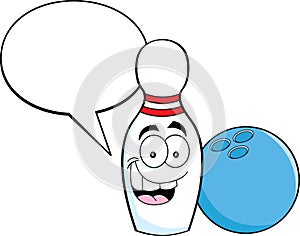 Cartoon bowling pin with a caption balloon photo